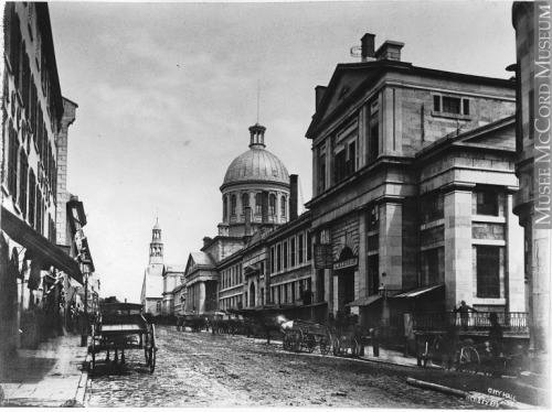 Bonsecours Market, Montreal, Canada.1870 &amp; 2019 .