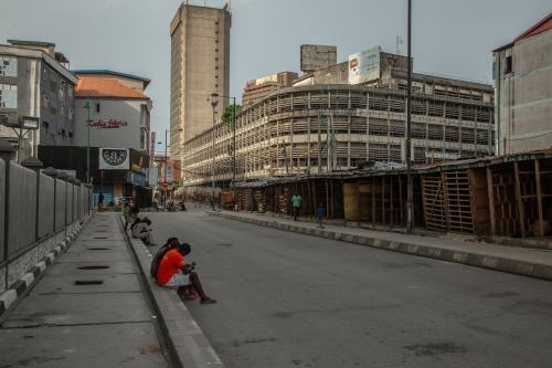 Deserted street market in Lagos, Nigeria, during the quarantine lockdown. Photo April 2020 by Yagazi