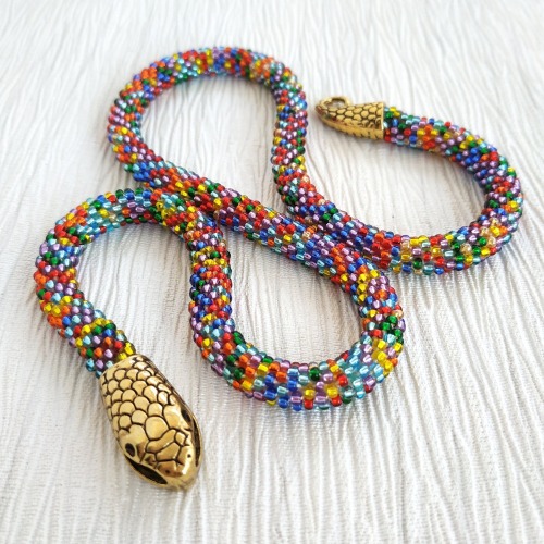 sosuperawesome: Beaded Snake Necklaces and BraceletsFoxy Style Jewelry on EtsySee our #Etsy or #Jewe