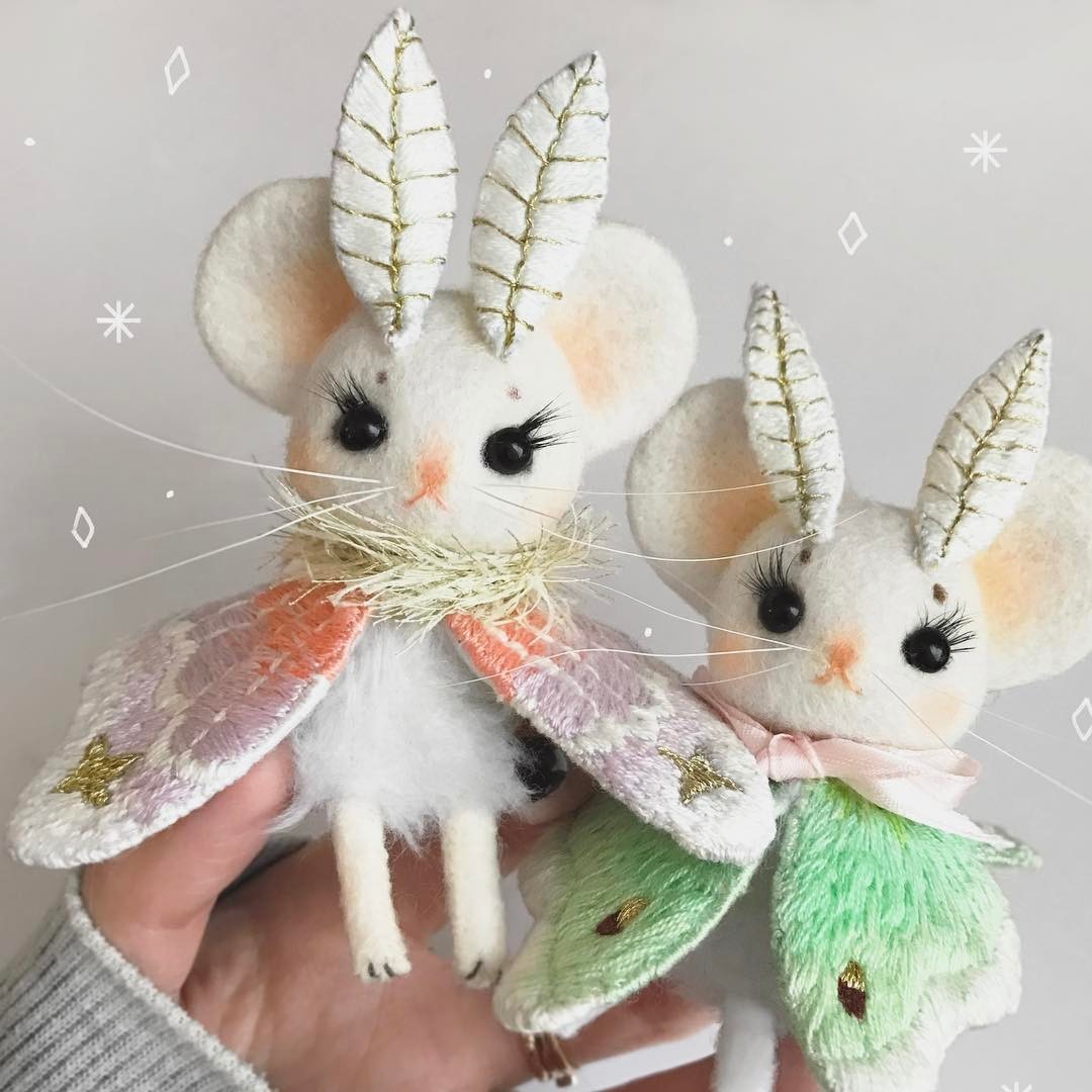 Enamel Pins and Needle Felted Mice Dolls by Olivia...