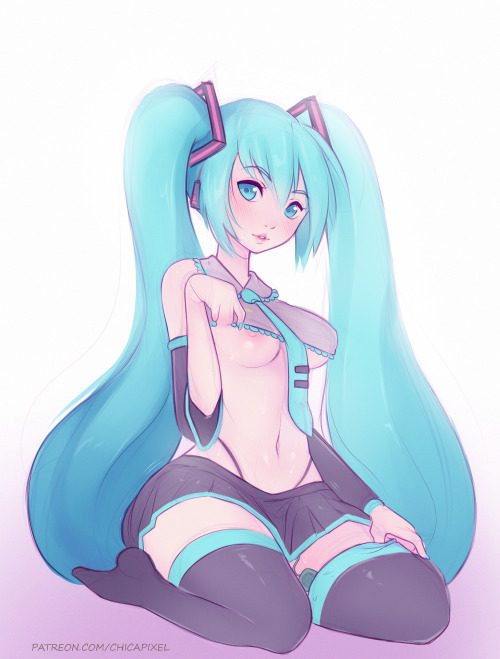 chicapixelart: Miku Hatsune (Vocaloid), from my patreon sketch raffle ! ♥ Patreon for art ♥ ★ Patr