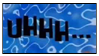 blue stamp with a watery background and spongebob title card text reading 'uhhh...'.