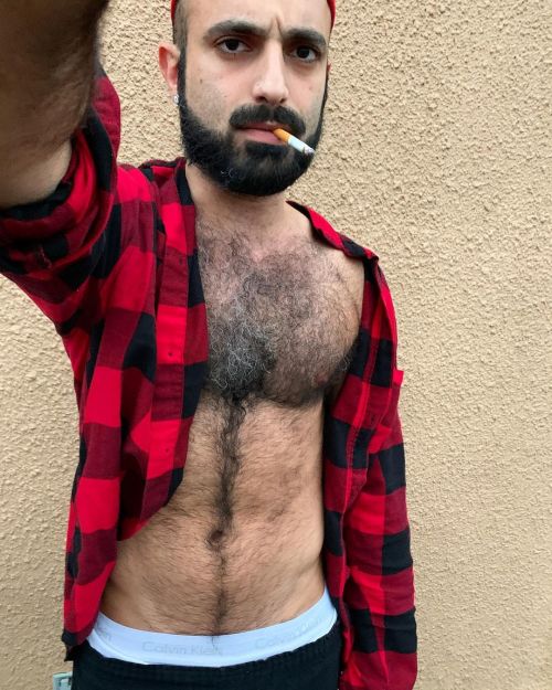 Corona Body Hair Chronicles: Red Flannel#gay #selfie #thirsty #hairy #scruff #beard #instagay #ins