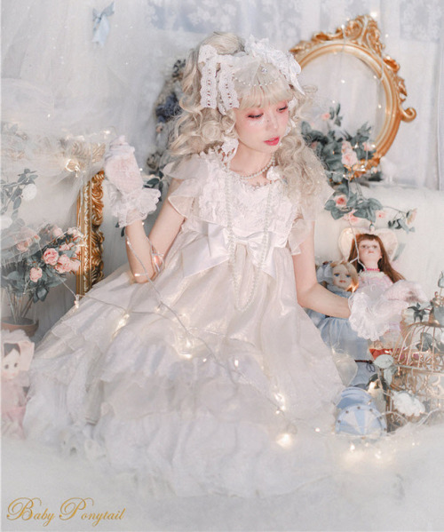 lolita-wardrobe:  New Release: 【-Angel’s Gift-】 Vintage #ClassicLolita JSK◆ Shopping Link >>> https://lolitawardrobe.com/baby-ponytail-angels-gift-vintage-classic-lolita-jsk_p4866.html