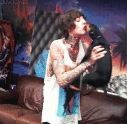 sempiternalhoes:   Oliver Sykes with his cute dog Oskar For more follow me. 