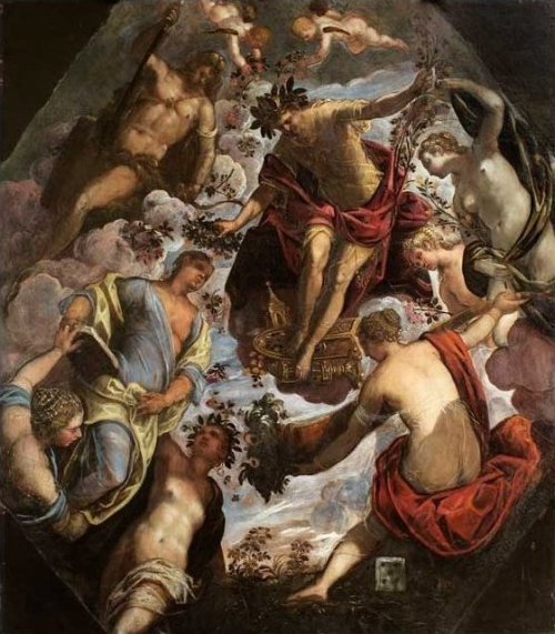 Apollo (possibly Hymen) crowning a Poet and giving him a Spouse, 1560, Tintoretto