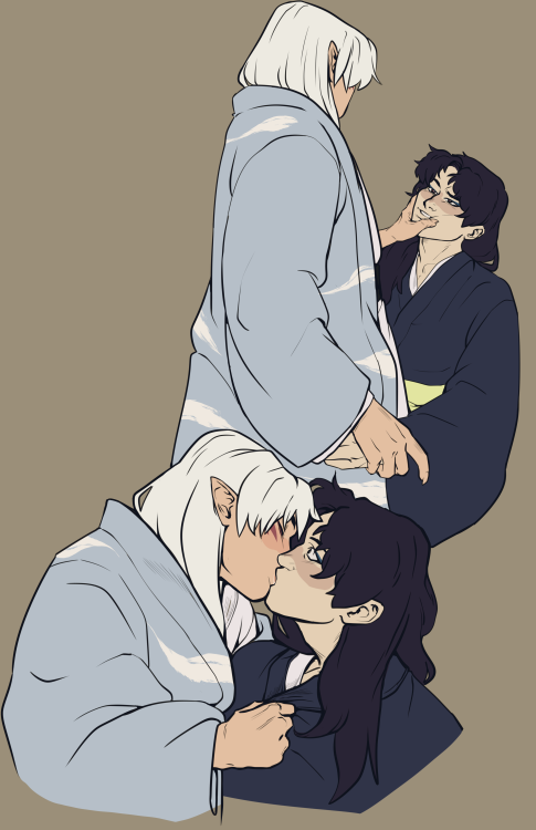 jh-in: sesshomaru/naraku make a cute couple… i think they should smooch…  maybe have some…  twins wi