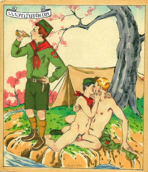gay-art-and-more: men-in-art: Scout LeisureFelix d’Eon For the end of January and a good deal of February, we will be celebrating St. Valentine and Valentines Day with a salute to Love. From hand holding to kissing to making love – From the clothed