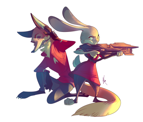 kisu-no-hi:raynos:I commissioned @kisu-no-hi​ to draw Nick and Judy in Star Trek uniforms for my fic