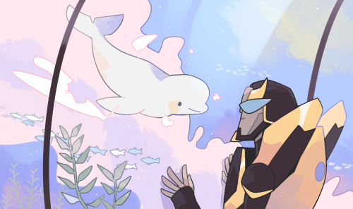 My @secretsolenoid gift to @mossymeteor! Prowl visiting an aquarium! It was the cutest prompt, I had