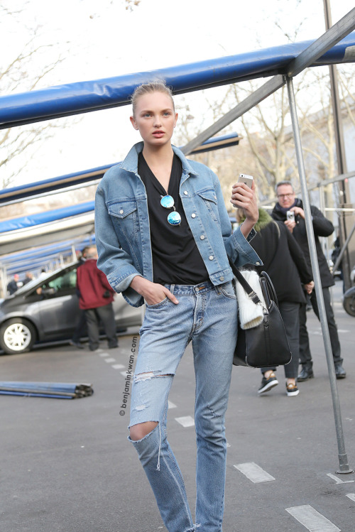 snappedbybenjaminkwan:Romee Strijd at Isabel Marant FW 2015 - 2015 Paris Snapped by Benjamin KwanPar