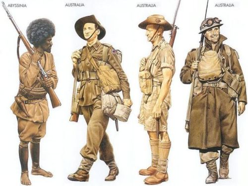 Australian and Ethiopian soldiers, World War II.
