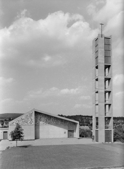 germanpostwarmodern:Church “Heilig Geist” (1966-67) in Dudweiler, Germany, by Rudolf & Klaus Krü