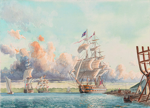 ltwilliammowett:“Return of the Giant”. HMS St. Lawrence, rounds Point Frederick and heads into Navy 