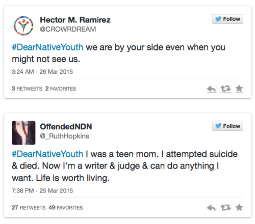 micdotcom:#DearNativeYouth is the beautiful hashtag all young Native Americans need to hear These an