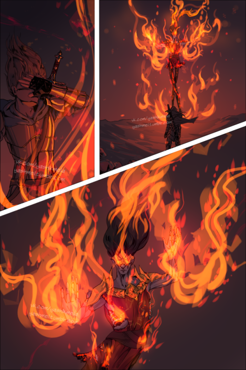 The cutscene before the battle with Feanaro. The Character sees some bones in the heap of cinder. He