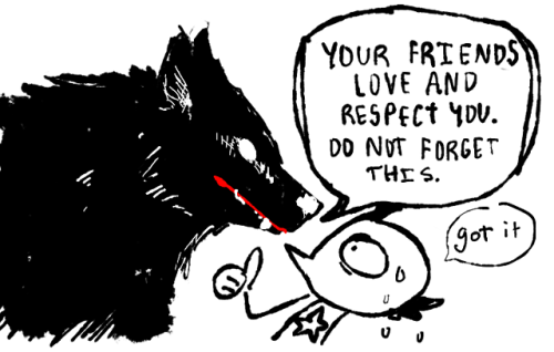 zitoisneato:  bgandrabite:  dspud:  i needed to punch my paranoia in the face and also practice drawing wolves so I took both of them out in one swing  important message  God Speed Brain Wolf. 