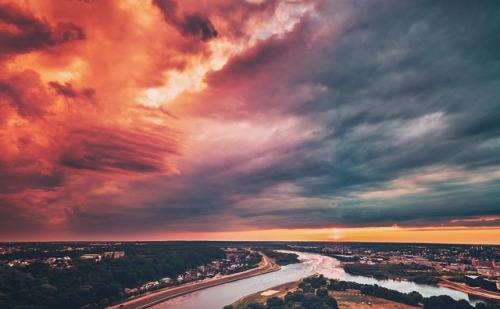 afotoeu: Dramatic Clouds | #Kaunas, #Lithuania | #mavicpro #Lietuva #dronas #pinksunset #Santaka #ka