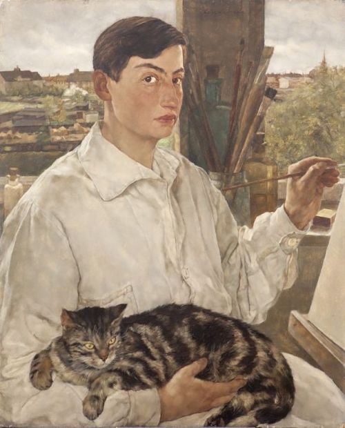 grundoonmgnx:Lotte Laserstein, Self Portrait with a Cat, 1928