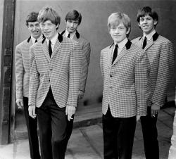 oblio24:  Early publicity shot of The Rolling Stones in 1963 (top photo). The Beatles, February, 1964 (bottom photo). 