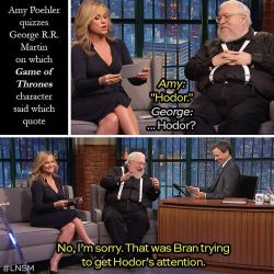 tastefullyoffensive:  Video: George R.R. Martin Plays ‘Game of Thrones’ Trivia on ‘Late Night’ 