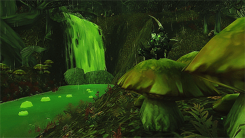 lazarinas:  “Having felt the cursed touch of the Burning Legion, Felwood is an eerie,  dark, and haunted region of scattered gloomy woodlands and tainted  vales, all of it teeming with evil. The meadows of Felwood retain the  sickly, charred look they