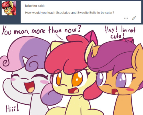 asklittleapplebloom: AppleBloom answer Random Questions (Part 2) Owww girls nwn long time to not see you here… by the way, they didn’t know about the diaper 7//////7 well… until today… Now Scoot is gonna remind me that for the rest of my life TnT