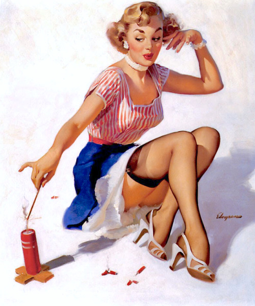 Looking for Trouble / illustration by Gil Elvgren, 1953.