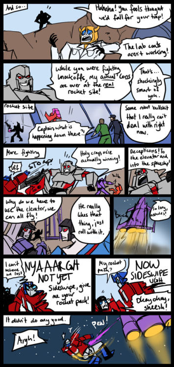 strawberrieninja:  herzspalter:  More than meets the eye Part 3 This one isn’t very good, I apologize. Also, it’s confusing as hell. And so, the Pilot comes to an end, in a confusing little finale filled with robots having silly plans, Starscream