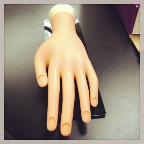This is what we get to practice manicures on. It looks kind of creepy
