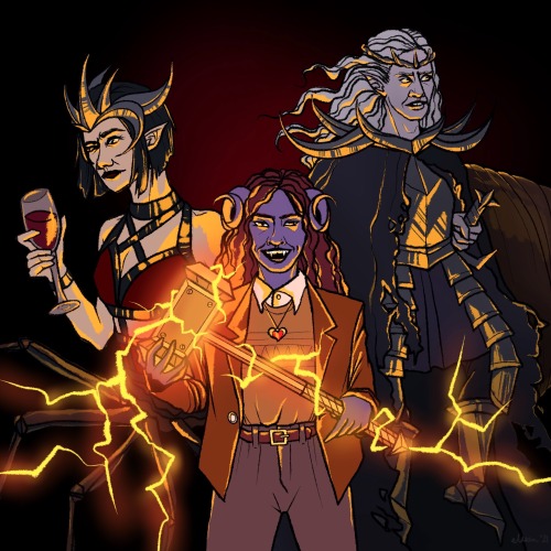 elissastillstands: Let the Evil Council of Gorgar convene!Maggie, Lilith, and Leiland from Dimension