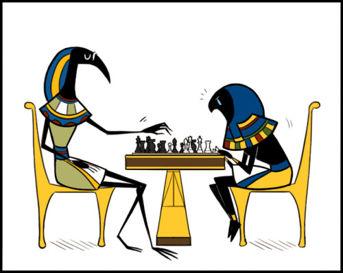 repost-this-image:  inonibird:  Stick-gods ~ Game Night  Set, why are you even playing Scrabble with Thoth?  He’s the god of writing.  He pretty much invented the written word.