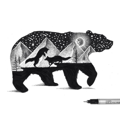 linxspiration: Beautiful Double Exposure Illustrations Made Using Thousands Of Tiny Dots