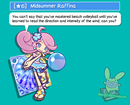 ☆4 Midsummer Raffina A confident, young lady from a wealthy family who attends a magic school. Thoug