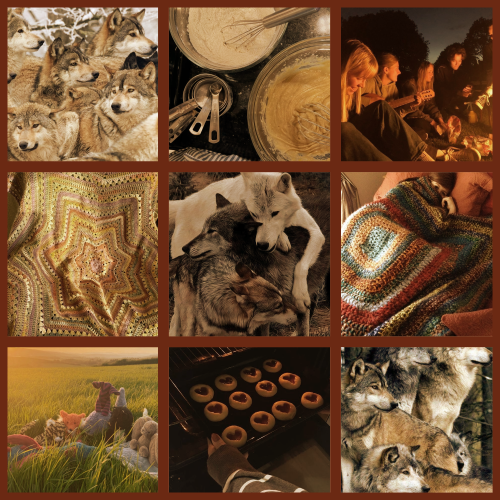 Werewolf Moodboard With Themes Of Blankets, Cuddling, Treats/baking, Having A Pack, And No Spooky Imagery!