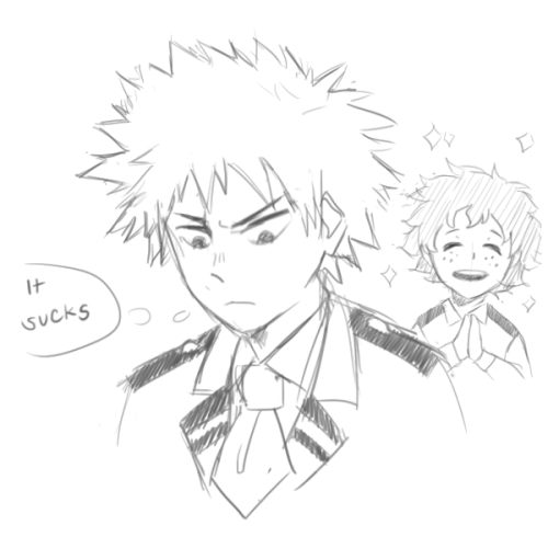 Deku helping Kacchan with tying a necktie :D (since he never wears one)