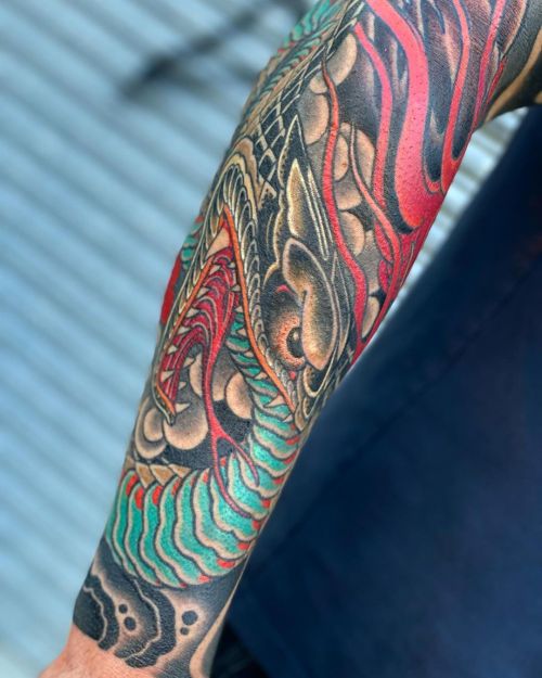 Forearm details of a Tamichi sleeve, recently finished for Byron. @lighthouse_tattoo @thesolidink @l