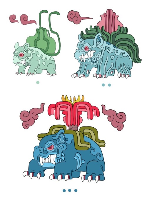 skeleopig:  coelasquid:  svalts:  Pokemayan Pokemons Created by Monarobot Commissions are open in the artist tumblr Twitter | Tumblr  Dat Gyarados.  This is fantastic! If you can, you should definitely support her!  