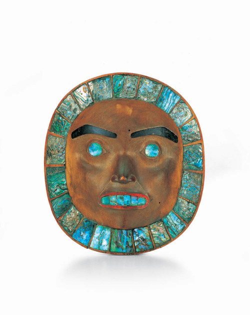 Frontlet (Amhalayt)Tsimshian (Northwest Coast, British Columbia)ca. 1880Painted wood, abalone shellT