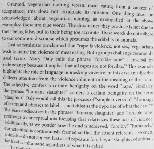 How the word humane confers a benignity not accurate for the slaughter of animals in The Sexual Poli