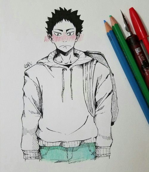 bingu-fanart:  inktober day 7 & 8 - sleepy daichi waiting for iwa to come home 