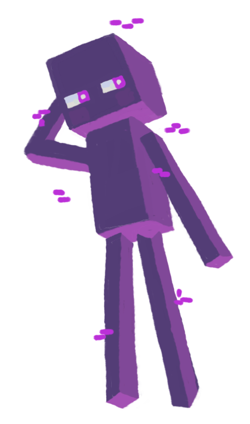 my one enderman post from 2018 finally surpassed 10k, being my first :-) i drew this a little while ago in celebration [id: 