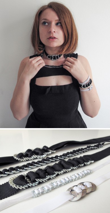 DIY Ribbon and Washer Necklace and Bracelet Tutorial from the French Etsy Blog.I love these Anni Alb