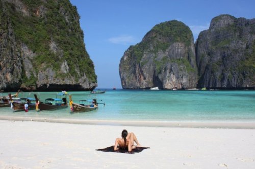 Maya Beach Alone at Maya Beach Thailand. Photo by Andreas Adams