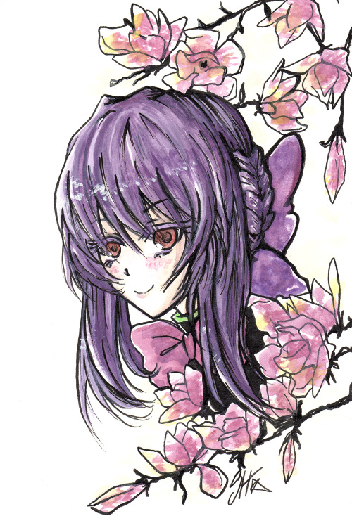 evergreen-ensemble: Shinoa: ink + watercolors ~ [redbubble - society6]