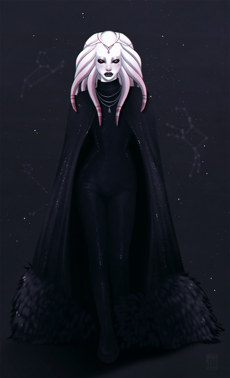 Found a cool outfit online and I HAD to draw Aawari wearing it. She’s giving queen of darkness