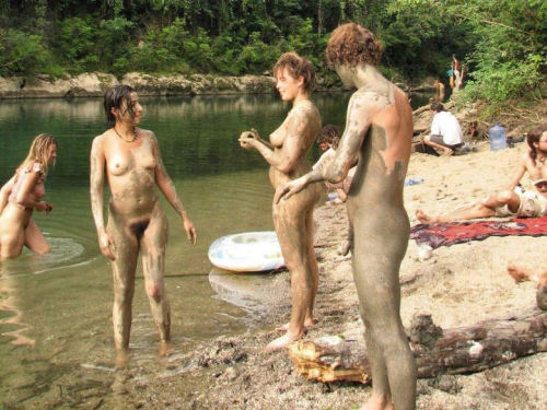 Naked girls mud bondage