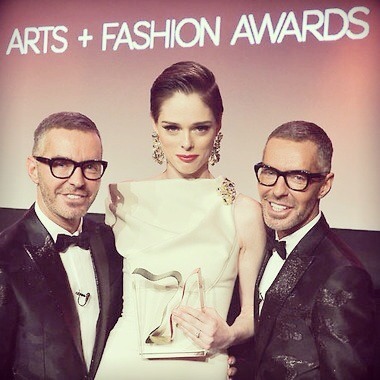 With Dean & Dan of Dsquared2 on Saturday night as they awarded me the deceptively heavy CAFA “Model Of The Year” Award!