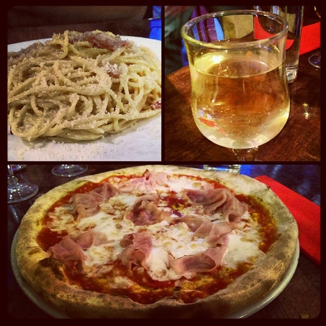 Today&rsquo;s menu pasta carbonara, bread brociutto, pizza cotto #ciaobellaroma