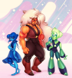 gunkiss:  Lapis, Jasper &amp; Peridot Started this one ages ago and had it finished but the file was huge (about 10kx11k px 300dpi) and it was a drag to finish some edits, but here we are, done! Other SU Fanart 